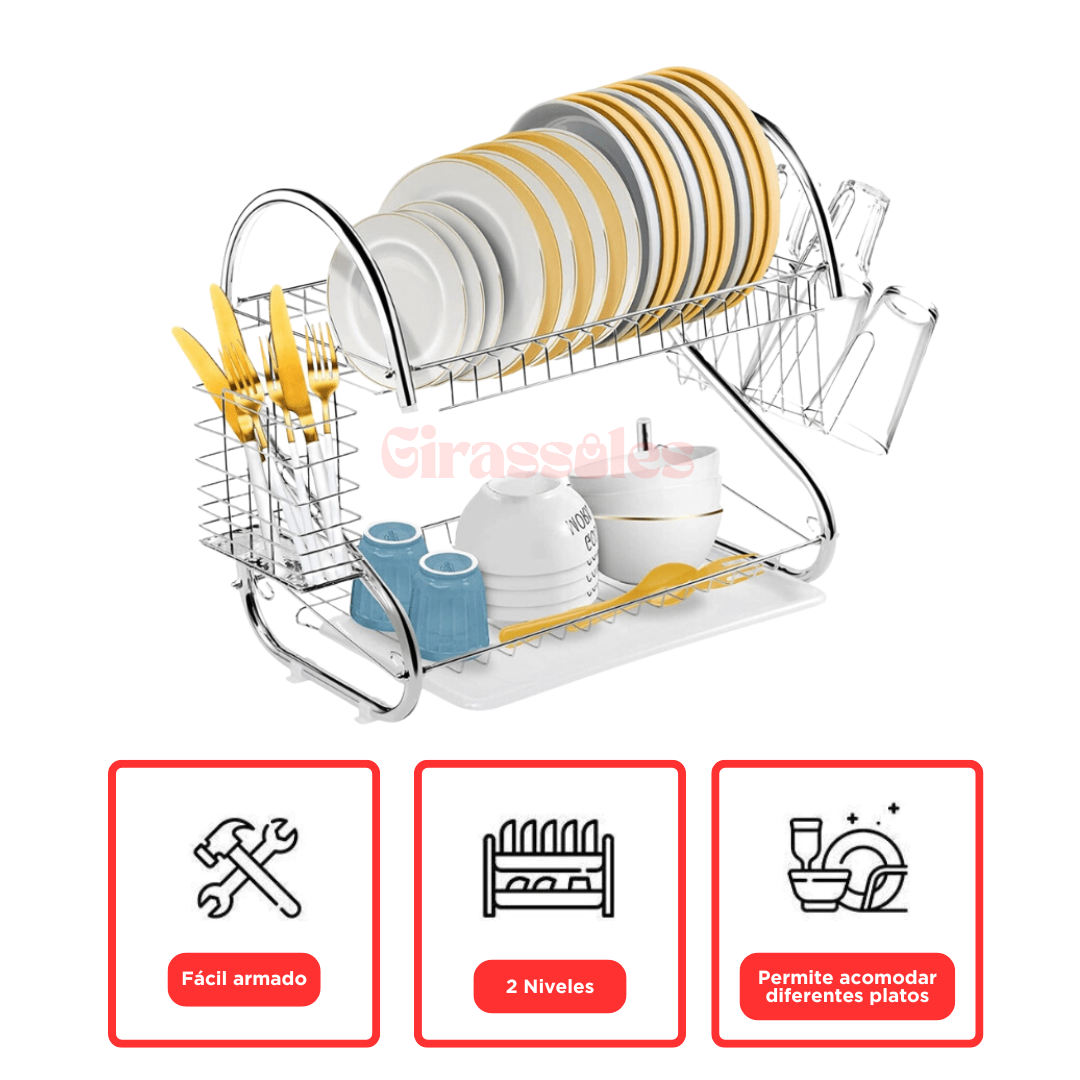 Escurridor de Platos Cromado Multifuncional